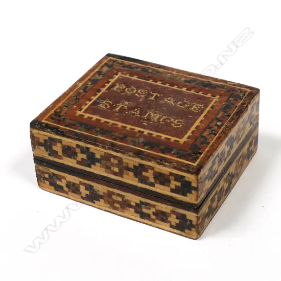 Tunbridge Ware Single Compartment Postage Stamp Box,