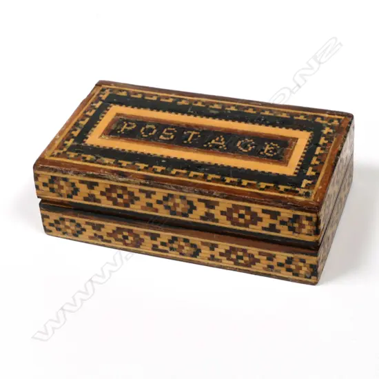 Tunbridge Ware Single Compartment Postage Stamp Box,