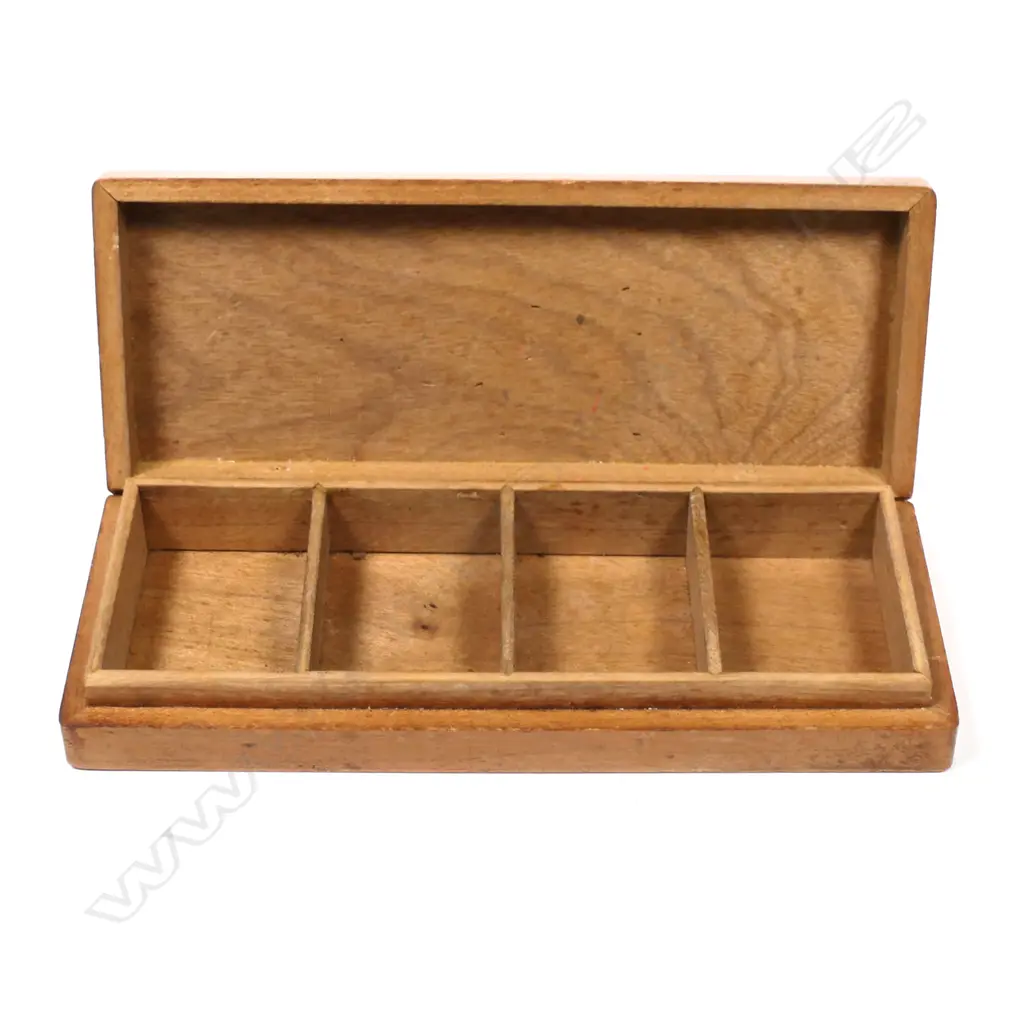 Tunbridge Ware Stamp Box with four postage stamp compartments, Image 1++