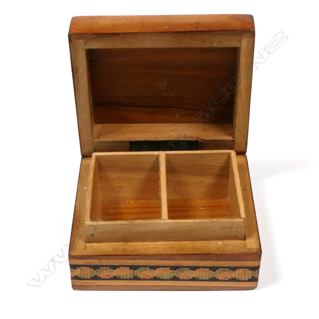 Tunbridge Ware Stamp Box with two postage stamp compartments Image 1++