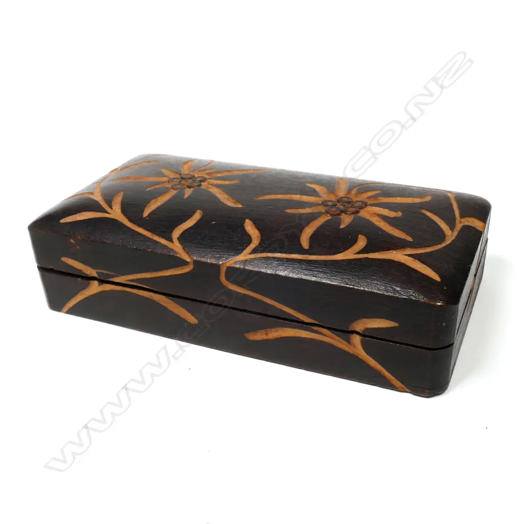 Wooden Three Compartment Postage Stamp Box, Image 1++