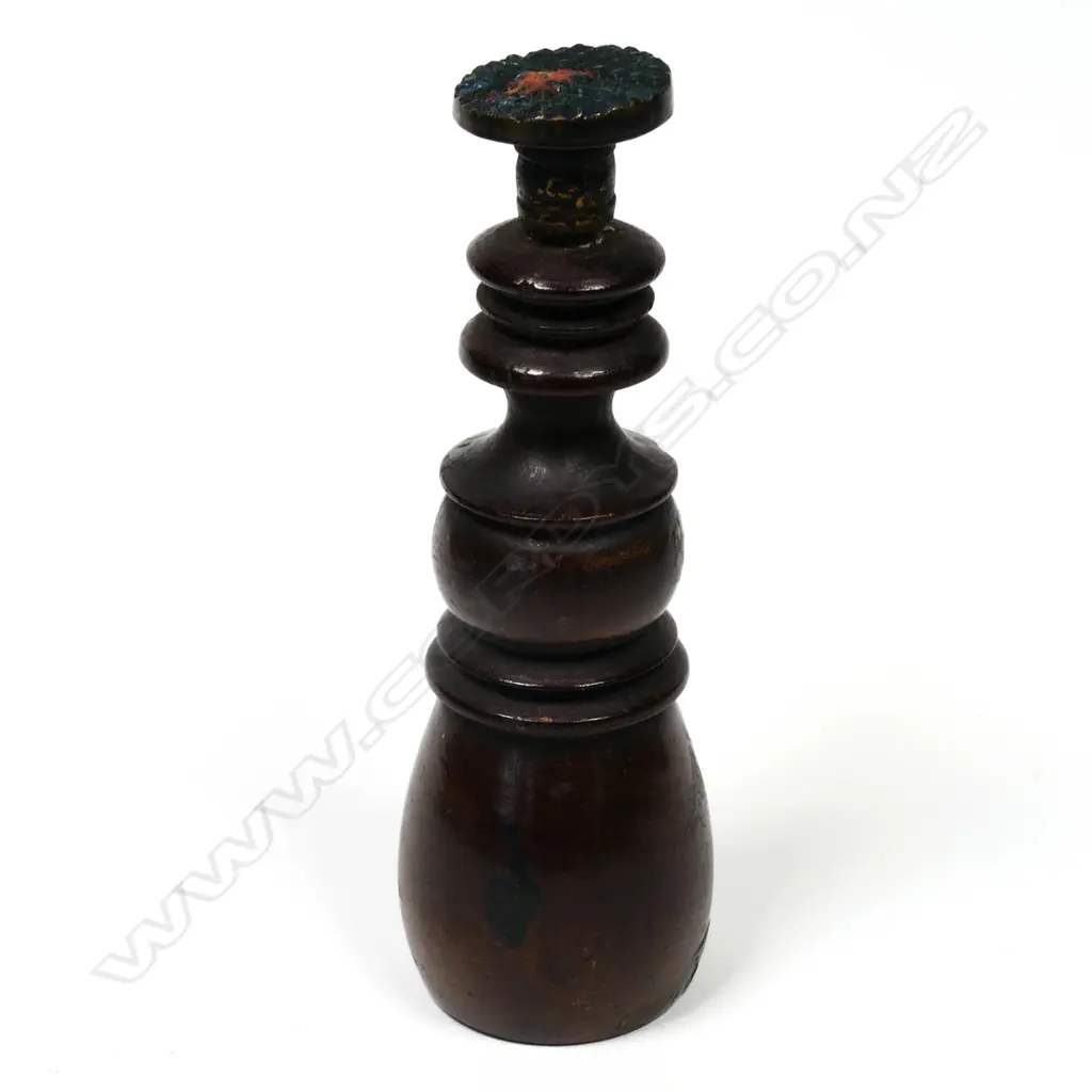 Wooden Sealing Wax Seal Turned Hardwood Handle and Brass ‘Grill” Seal Image 1++
