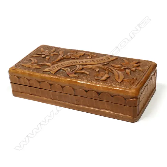Wooden Triple Stamp Compartment Case with carved front and sides