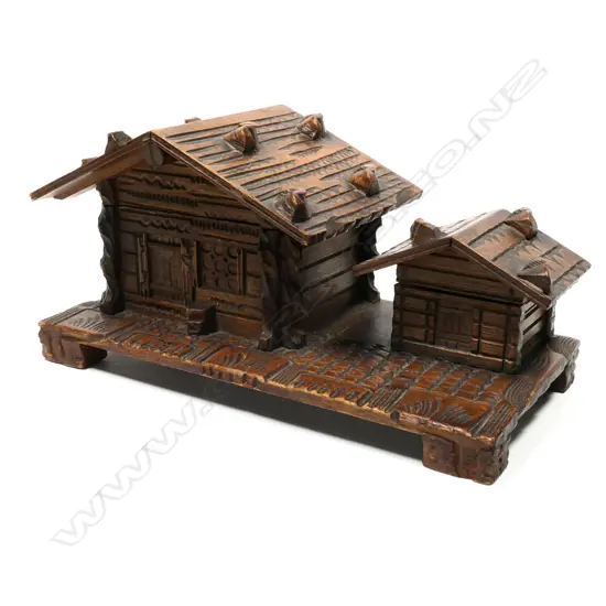 Novelty Model of a Swiss Chalet and smaller outhouse.