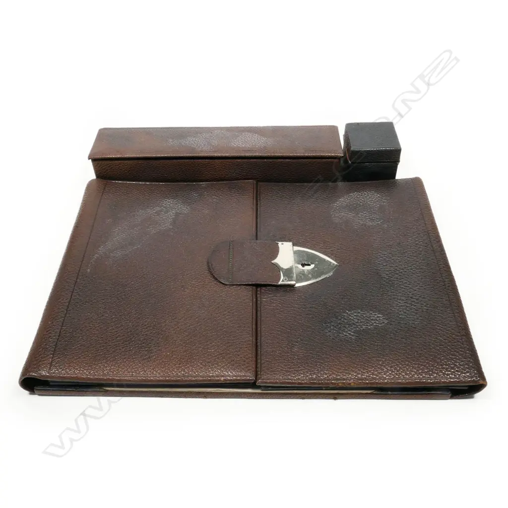 Brown Leather Desk Writing Set, Image 1++