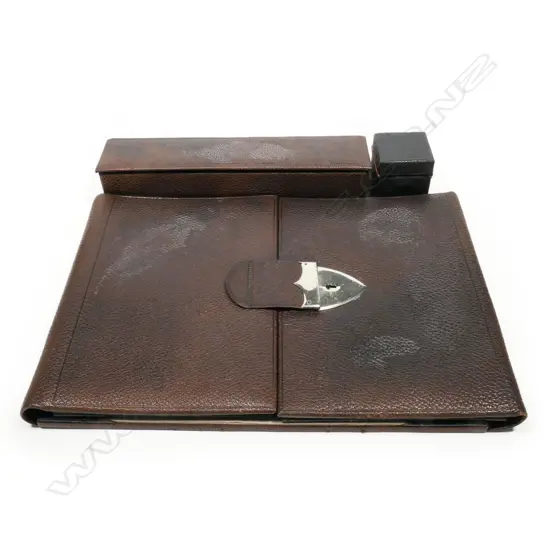 Brown Leather Desk Writing Set,