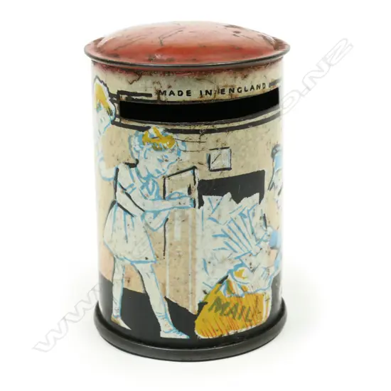 Tin Money Box in the shape of a Pillar Box