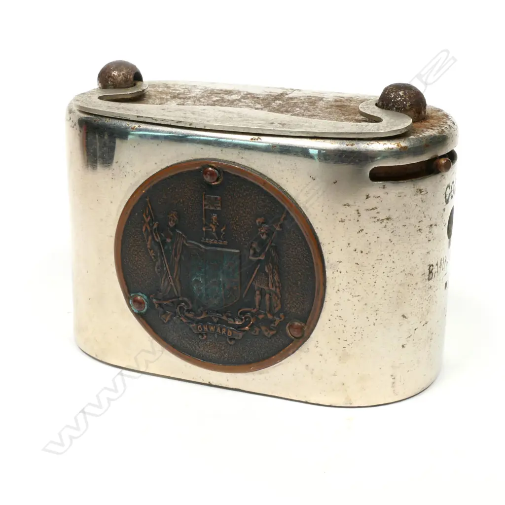 New Zealand Post Office Savings Bank Metal Money Box, Chrome Plated Image 1++