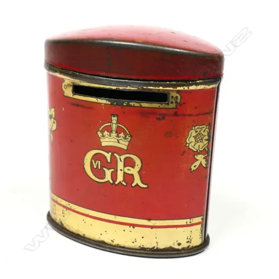 May 1937 King George VI and Queen Elizabeth Coronation Souvenir Tin Plate Money Box