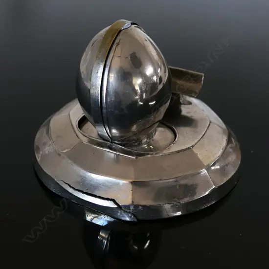 Novelty Chrome Ink and Pen Desk Stand.
