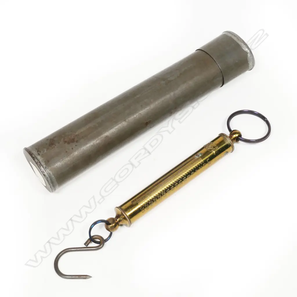 A Pocket “Salter” Parcel Tube Spring Balance, complete with metal case Image 1++