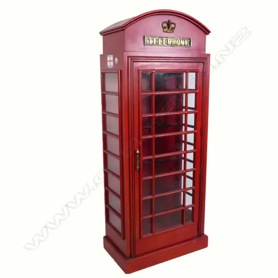 An English Telephone Box style display cabinet