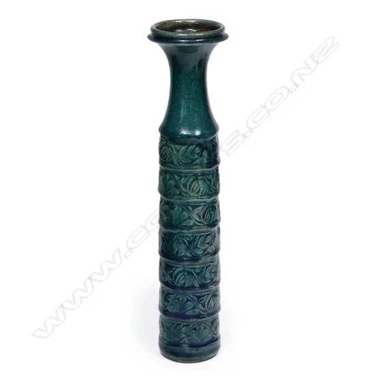 Graeme Storm stoneware tall narrow cylinder vase