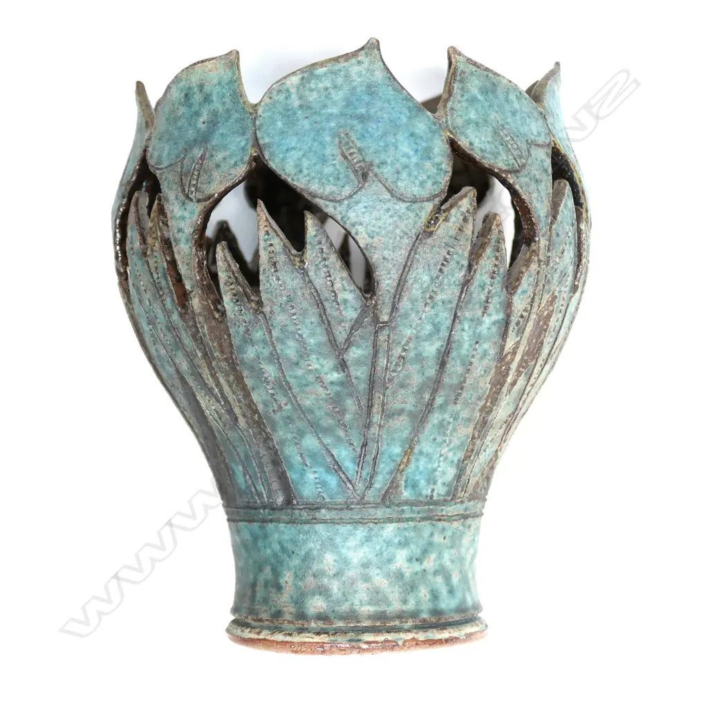 Graeme Storm stoneware pierced ovoid vase Image 1++