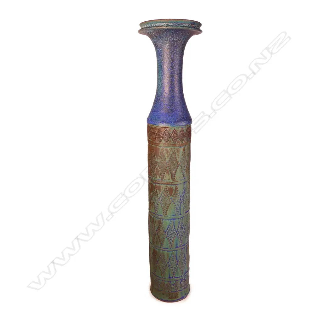 Graeme Storm tall stoneware cylinder vase c1960/70 Image 1++