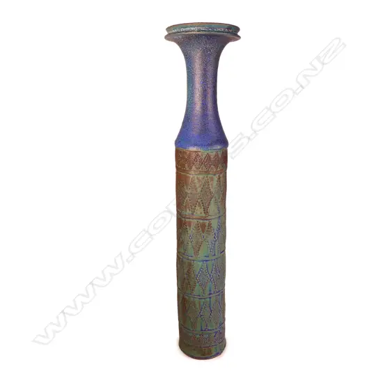 Graeme Storm tall stoneware cylinder vase c1960/70