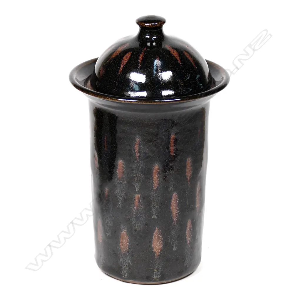 Graeme Storm stoneware lidded cylinder jar c1970 Image 1++