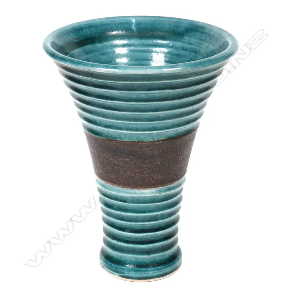 Graeme Storm porcelain trumpet form 'Nikau' vase Image 1++