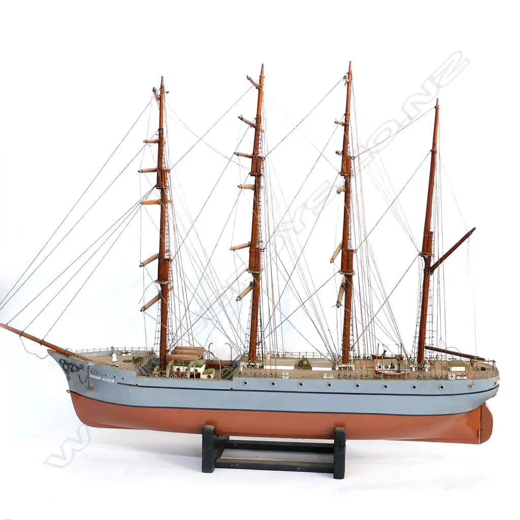 SHIPS MODEL. “HERTZOGEN CECILIE” MADE FROM TIMBER FROM THE RIGGING OBTAINED DURING A REFIT IN THE 1930s... Image 1++