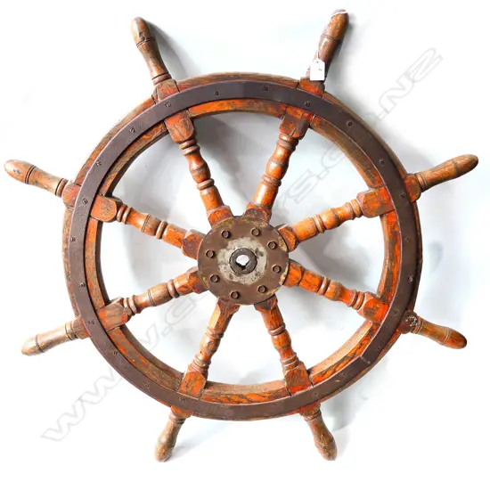 (M59) 20thC TEAK SHIP'S HELM (STEERING WHEEL)...