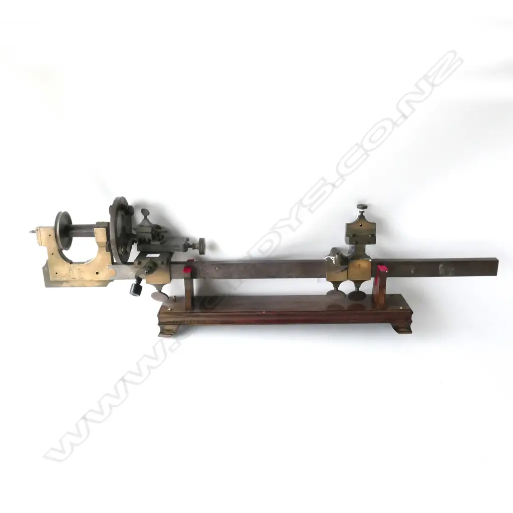 (H27) WATCHMAKERS MANDREL/LATHE, BRASS AND STEEL, (ON LATER STAND) ??? Image 1++