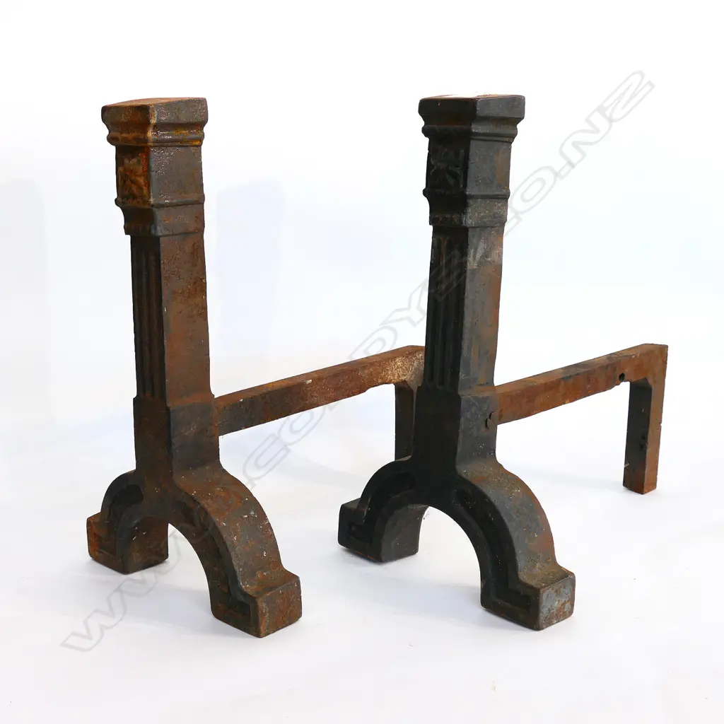 PR LARGE CAST IRON FIRE DOGS H.410mm Image 1++