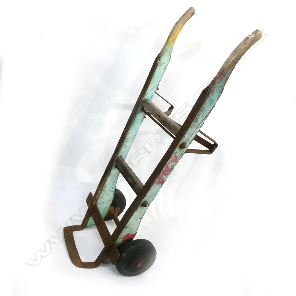 OLD WOODEN AND STEEL SACK BARROW. H.1180mm Image 1++
