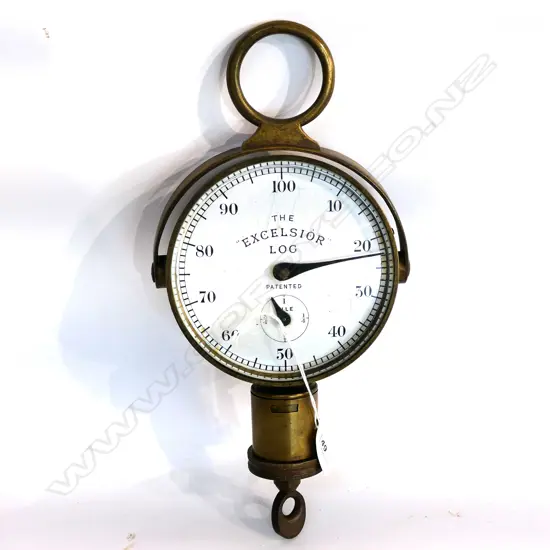 BRASS GIMBALLED 'EXCELSIOR' SHIP'S LOG. L.330mm