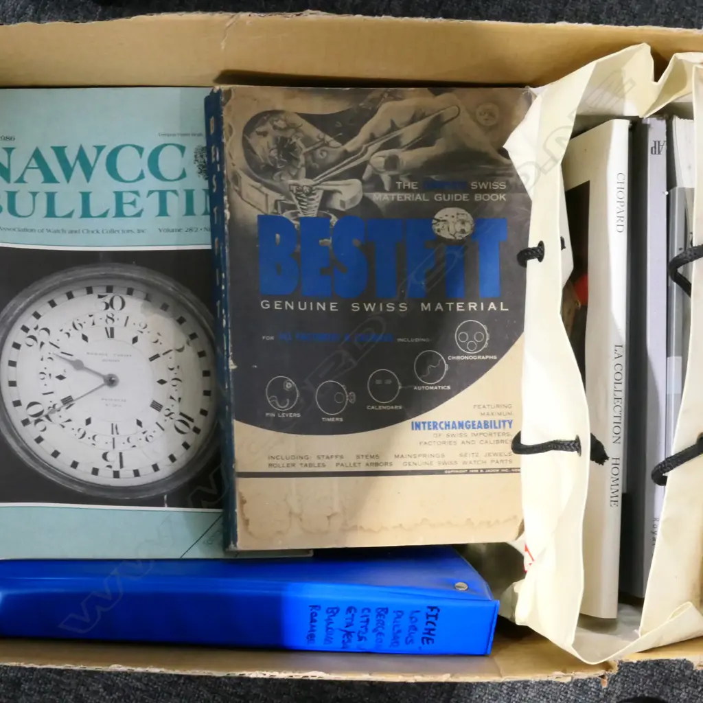 BOX ASST HOROLOGICAL BOOKS, MANUALS, ETC. Image 1++
