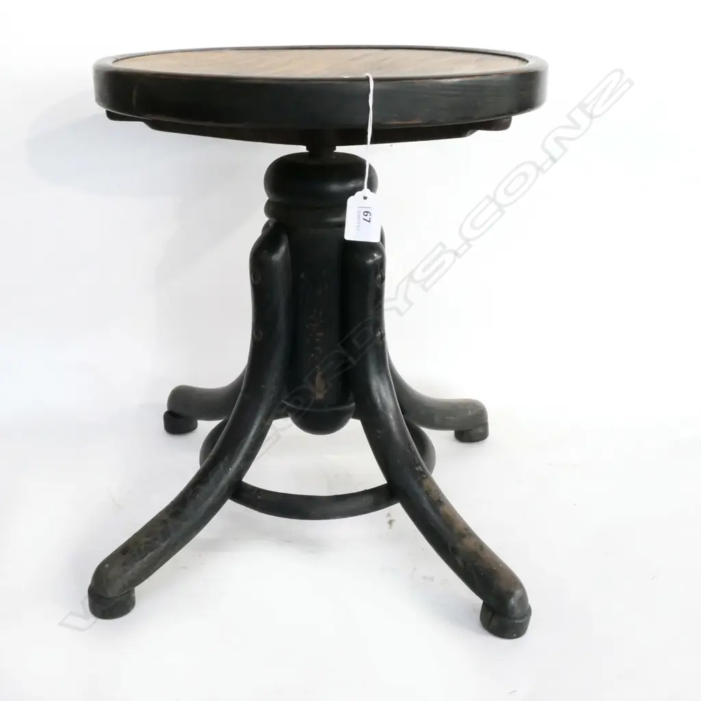 SMALL BENTWOOD STOOL, REVOLVING/ADJUSTABLE. Dia.370mm Image 1++