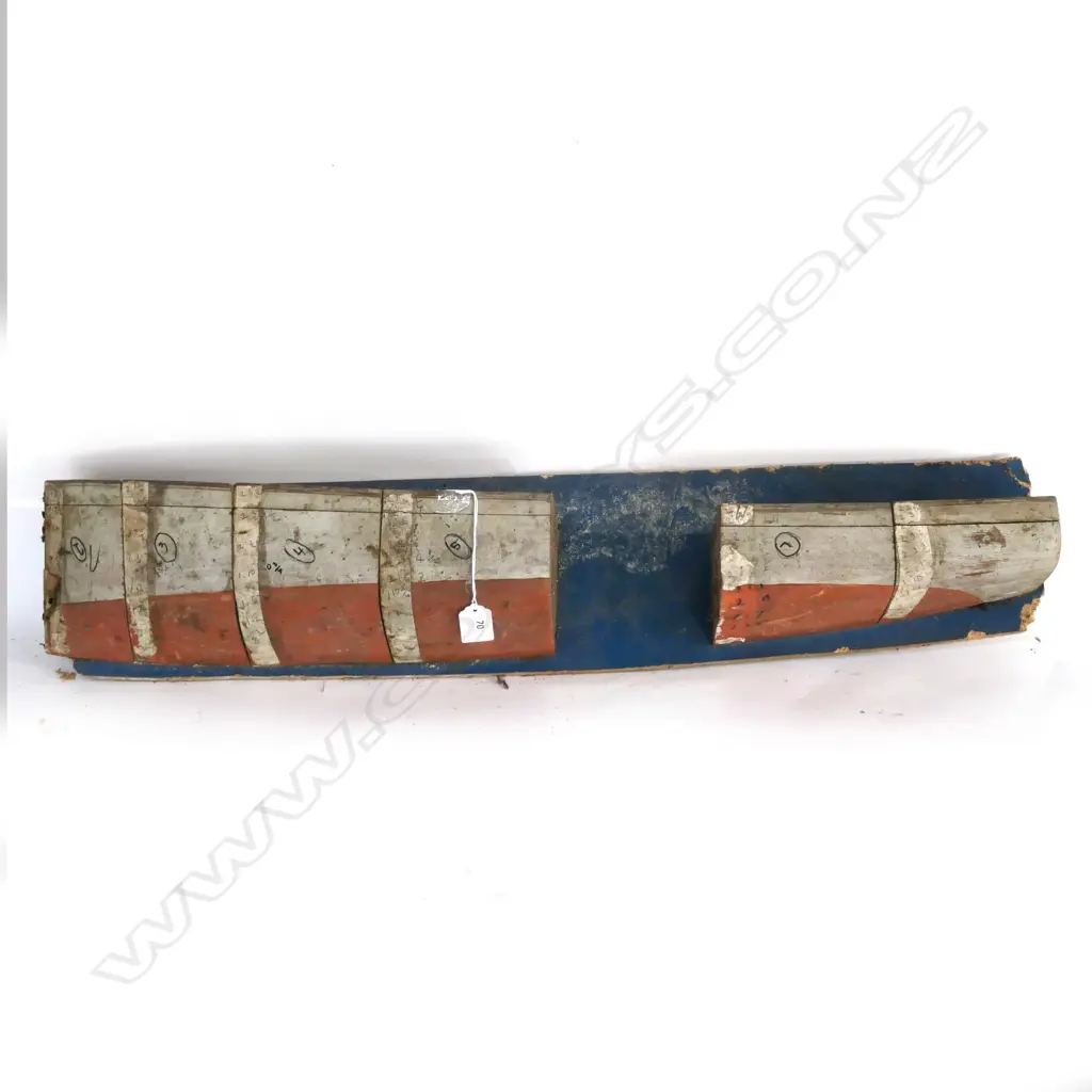 HALF TIMBERED BUILDER'S MODEL OF c.1900 STEAMER (2 SECTIONS MISSING) L.800mm Image 1++