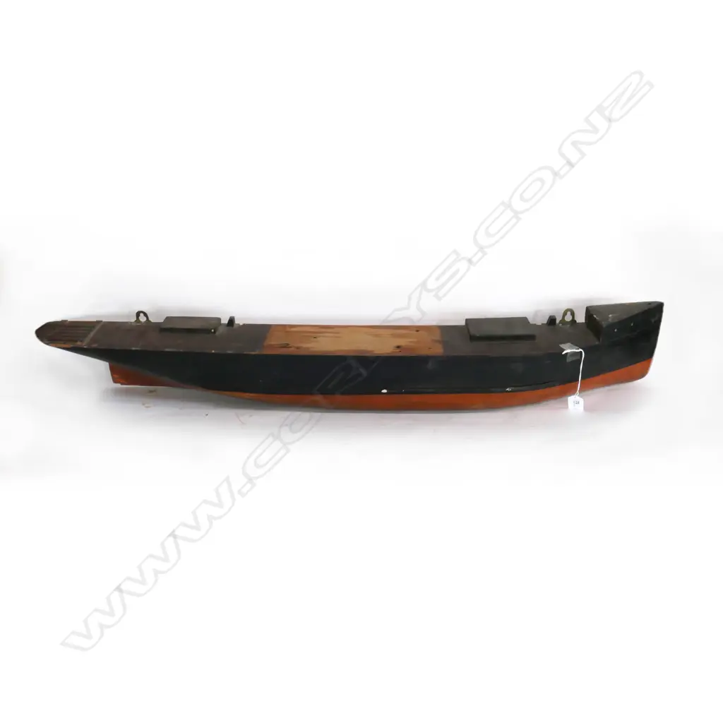 (M91) HALF TIMBERED BUILDER'S MODEL OF c.1900 STEAMER. PAINTED RED/BLACK. L.1050mm Image 1++