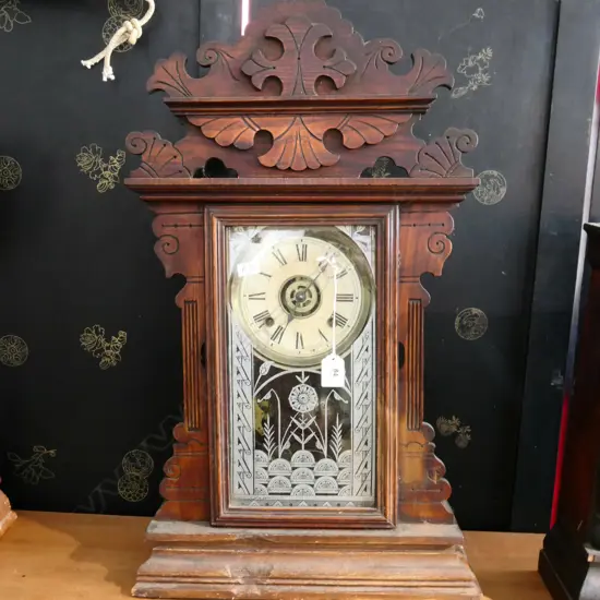(H33) ANSONIA GINGER BREAD CLOCK. RARE ALARM FUNCTION H.640mm