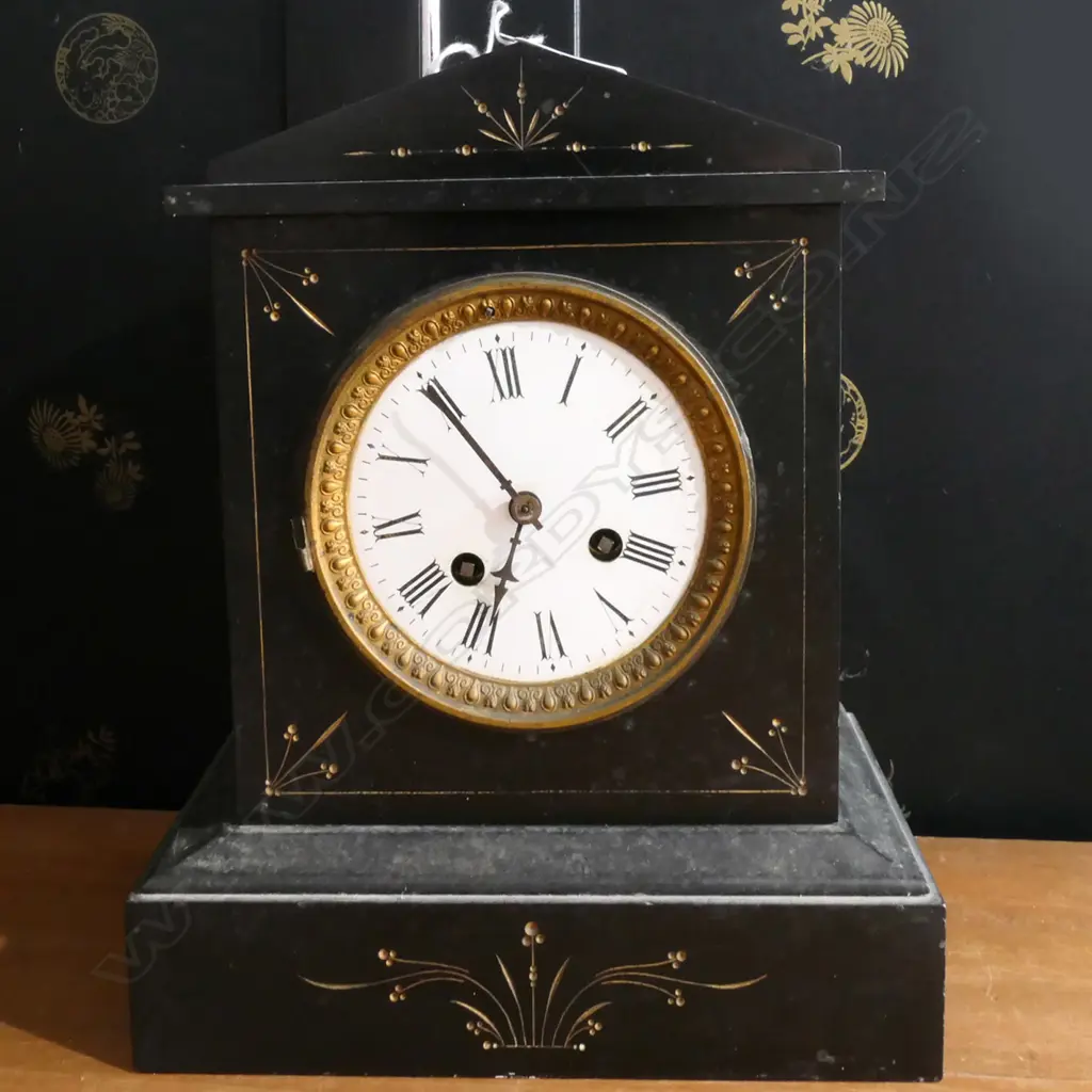 VICTORIAN SLATE MANTEL CLOCK (NO GLASS) H.270mm Image 1++