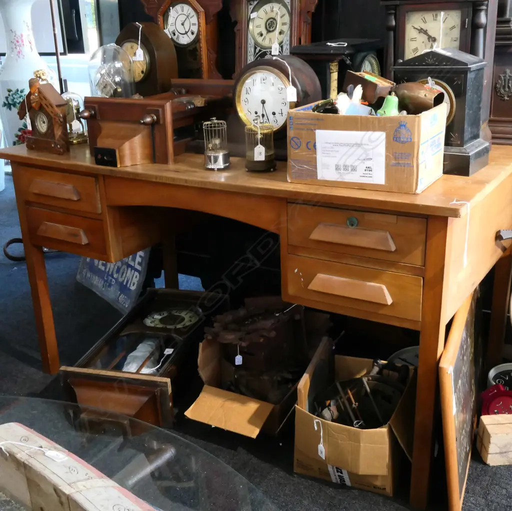 1930s RIMU 4 DRAWER DESK. W.1370mm Image 1++