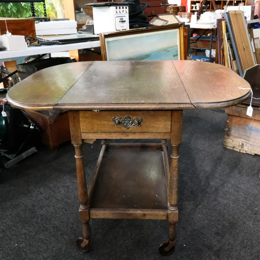 OAK DROPSIDE TEA WAGON... Image 1++