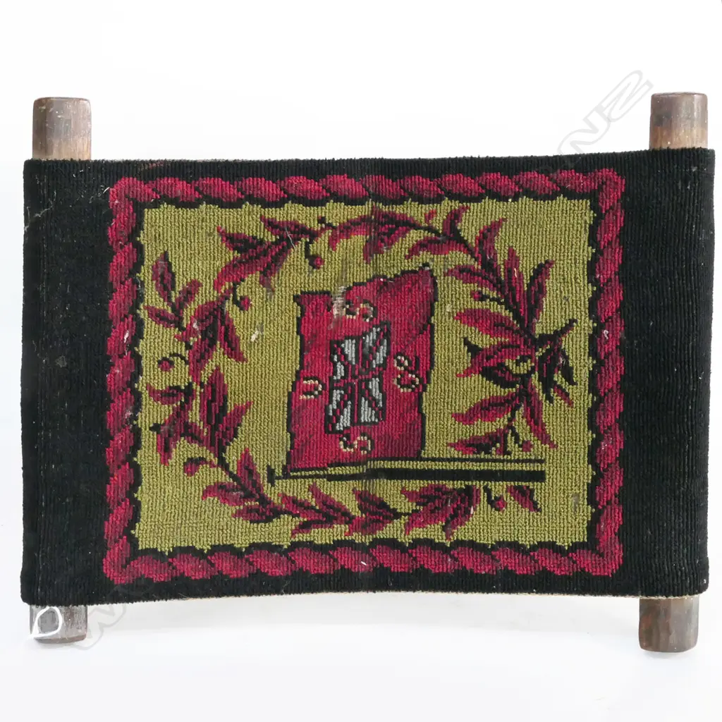 USSCo LOGO TAPESTRY/CARPET UPHOLSTERED FOLDING STOOL. W.530mm Image 1++