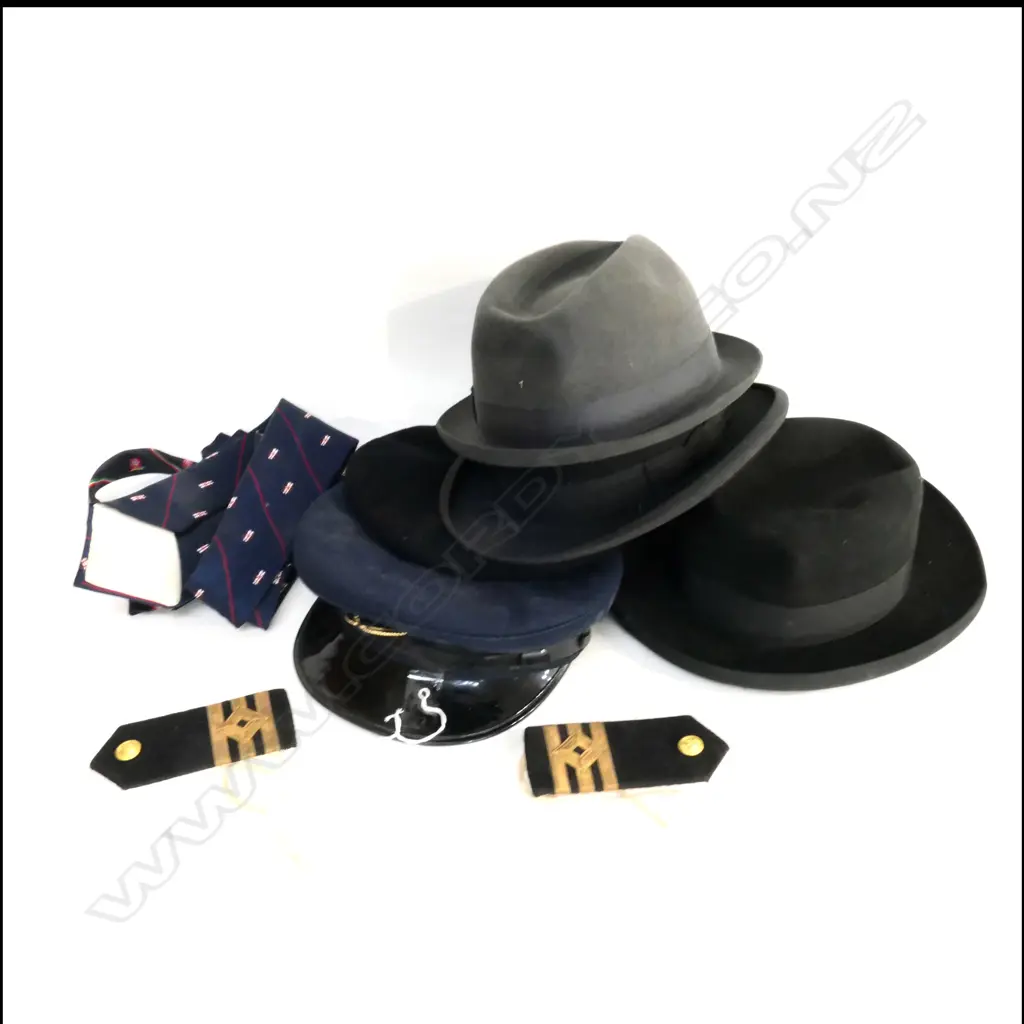 AST GENT'S HATS, BUS INSPECTOR'S CAP, EPAULETTES & TIES (9) Image 1++