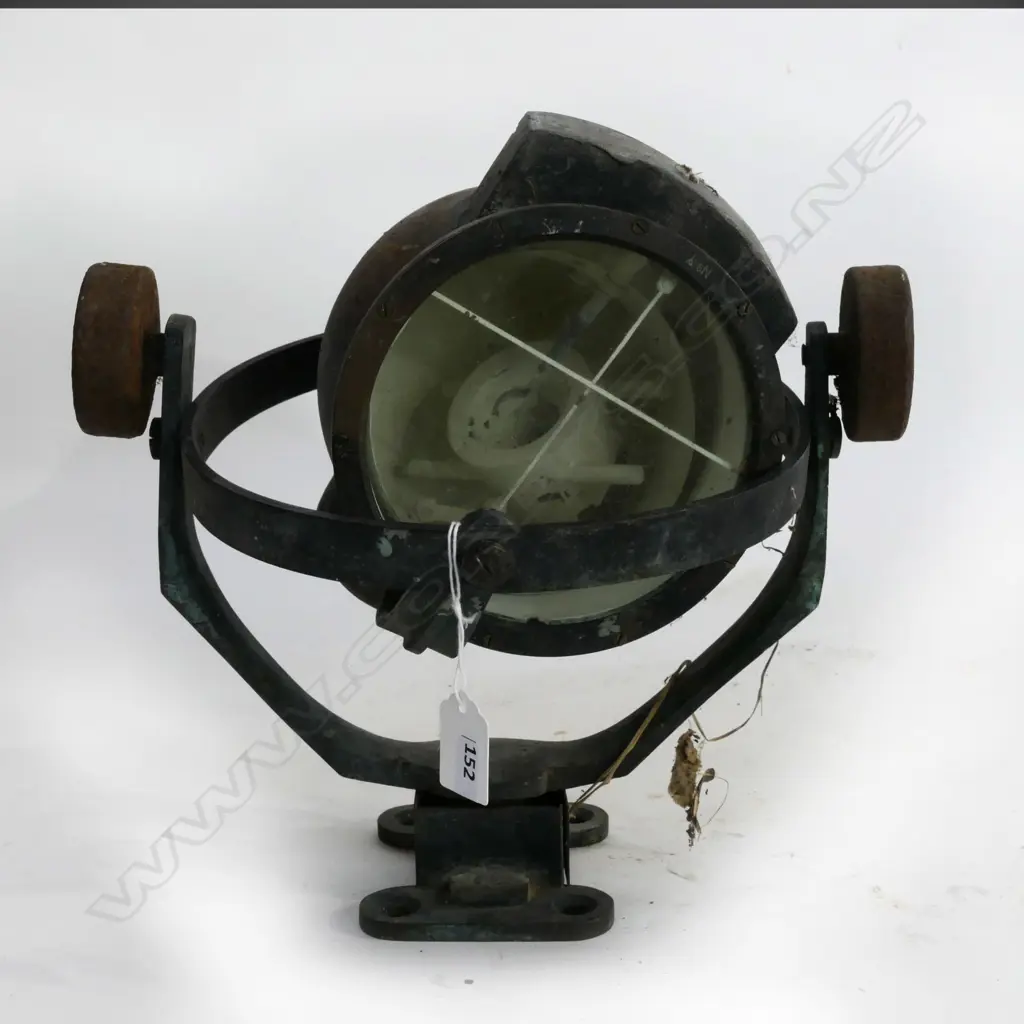 COPPER/BRASS GIMBALLED WALL MOUNTED COMPASS (AS-IS) H.320mm Image 1++