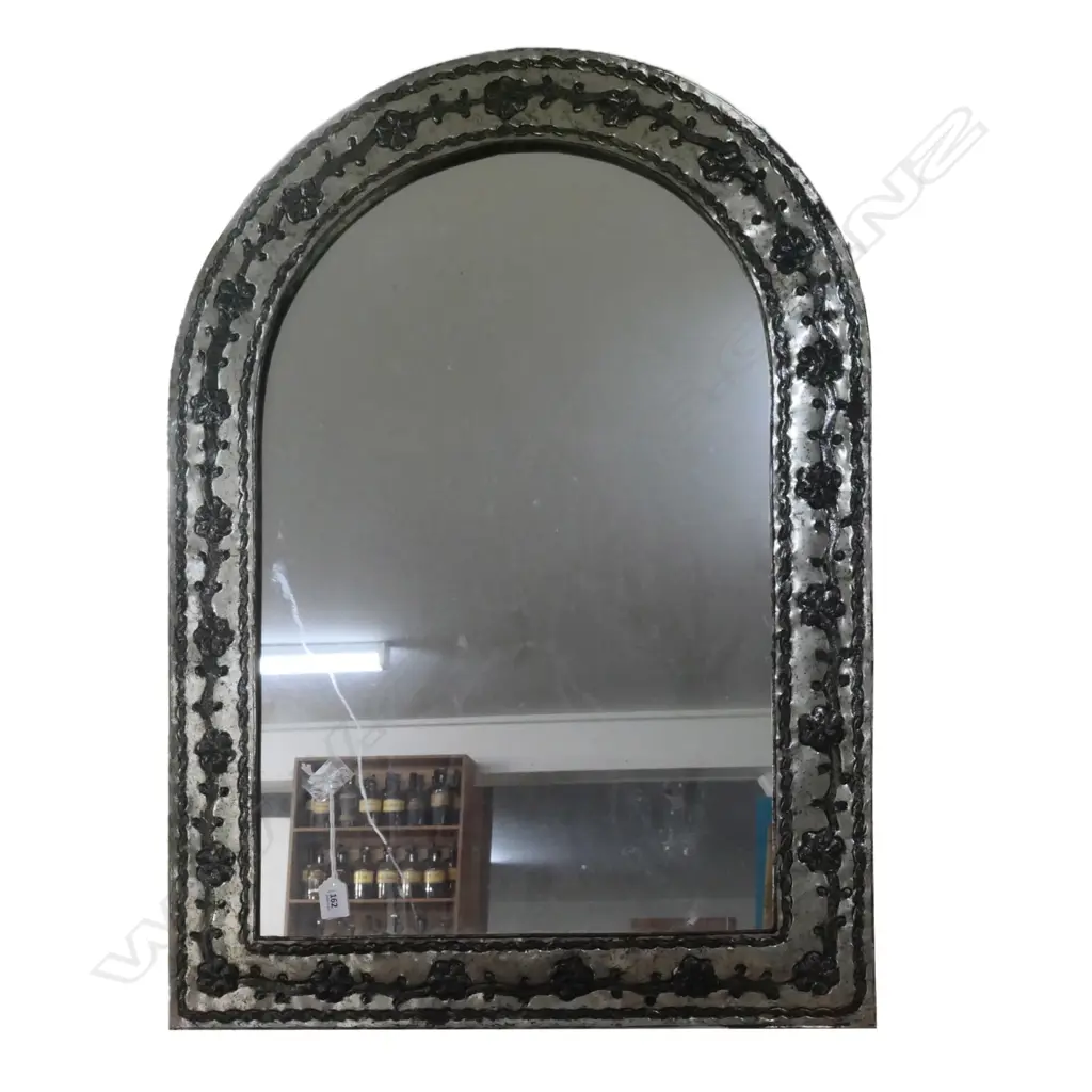 MEXICAN METAL FRAMED ARCHED MIRROR. H.860mm Image 1++