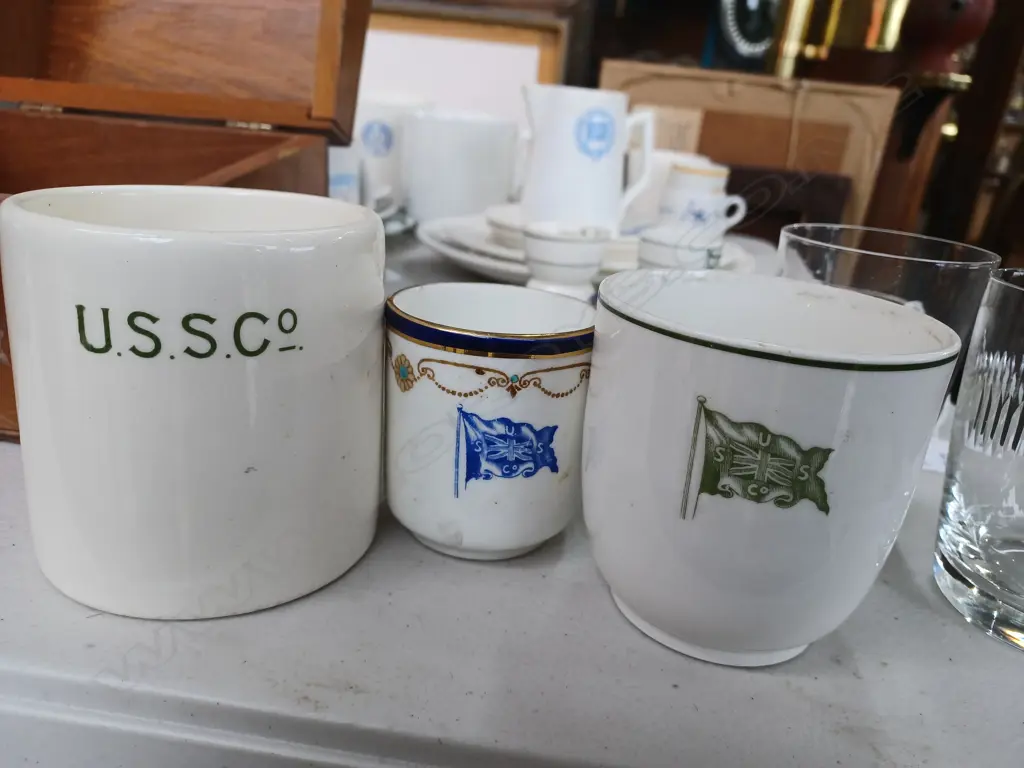 U.S.S.Co LOGO SAUCERS, MUGS, GLASSES, EGG CUP Image 1++