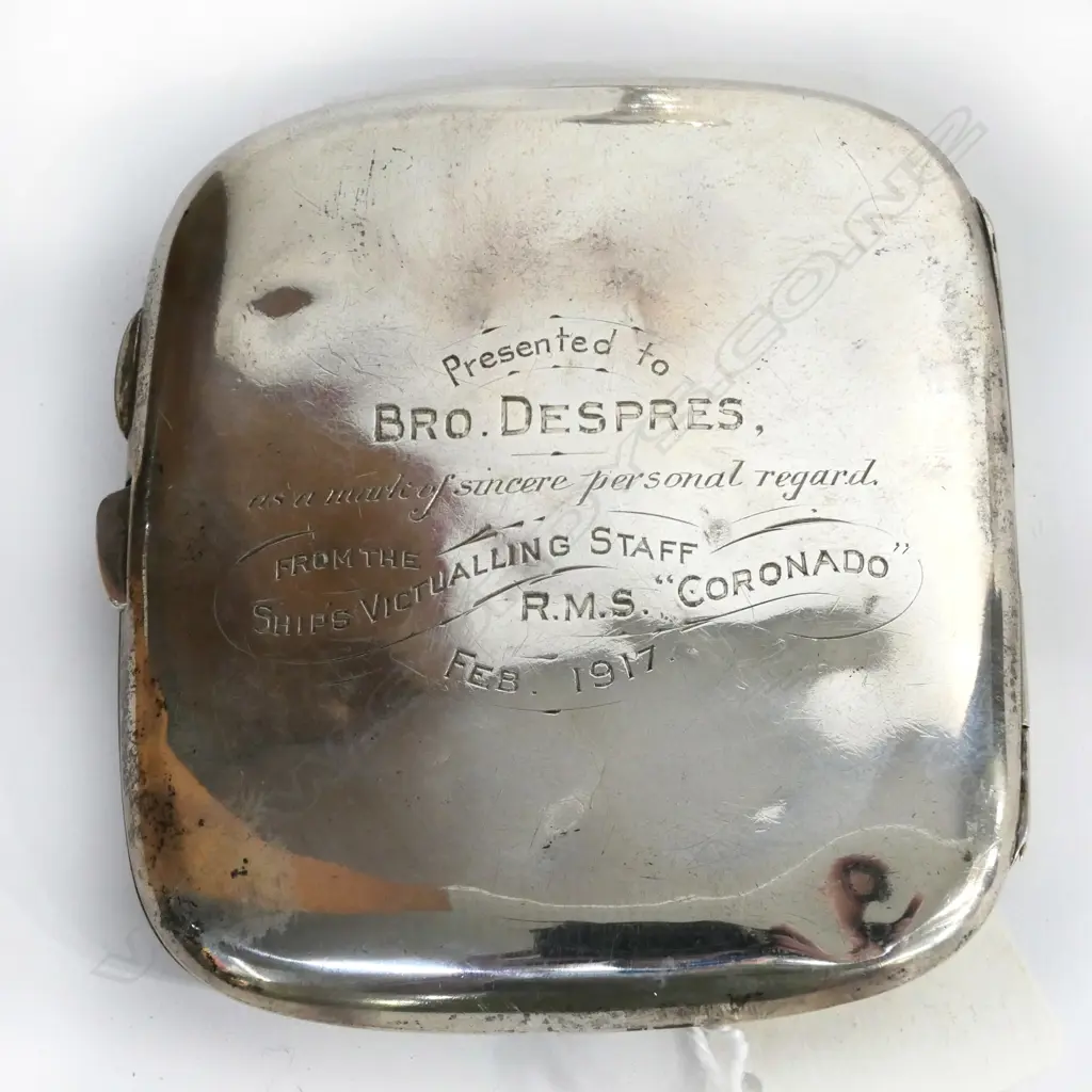 STERLING SILVER SPILL VASE & ELDERS AND FYFFES LTD. LOGO SILVER CIGARETTE CASE, BIRMINGHAM 1913 Image 1++