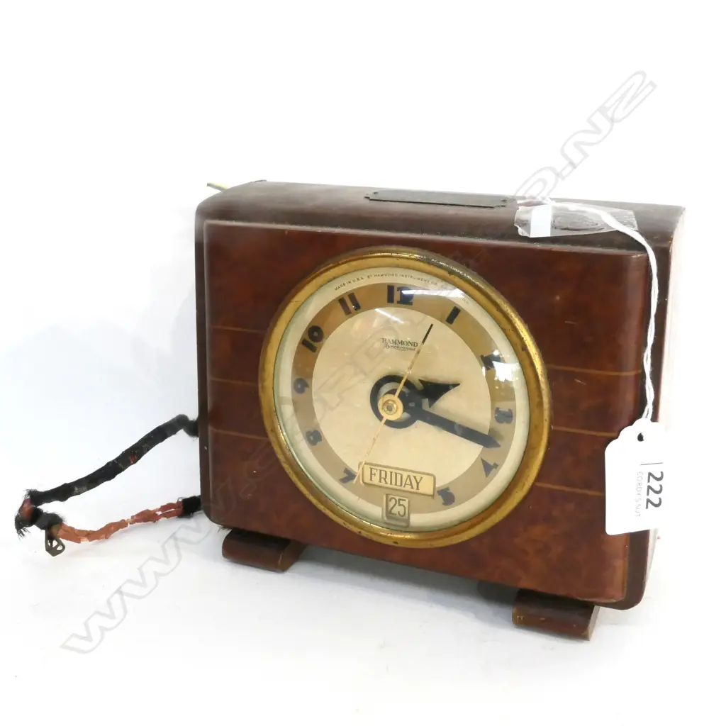 (H35) HAMMOND ELEC CALENDAR MANTEL CLOCK. W.160mm Image 1++