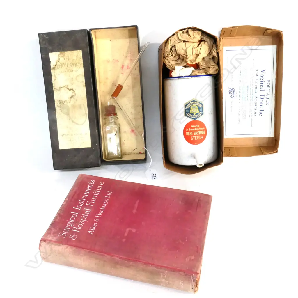 SURGICAL INSTRUMENTS & HOSPITAL FURNITURE' BOOK; ENAMEL DOUCHE & 'MAYFAIR INSUFFLATOR' Image 1++