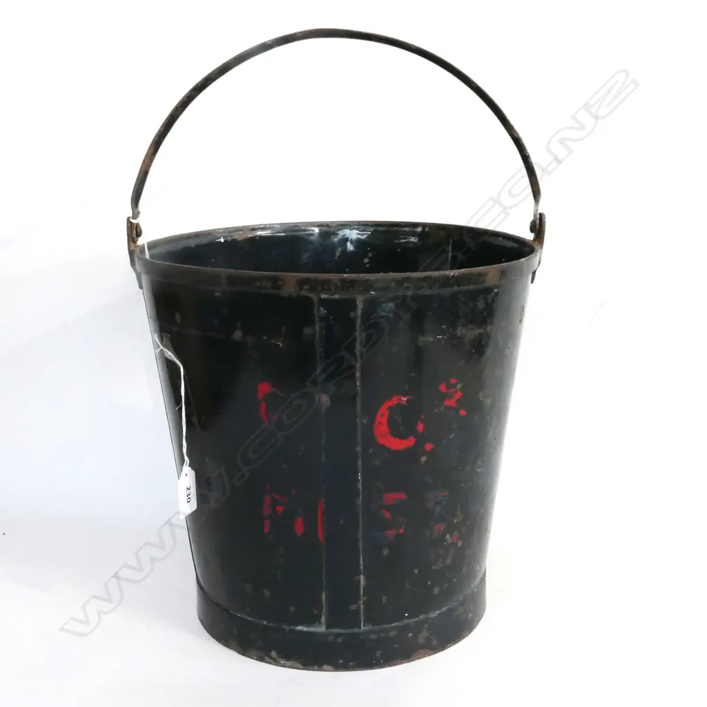 (M31) SHIPS FIRE BUCKET. BLACK ENAMEL.. H.320mm Image 1++