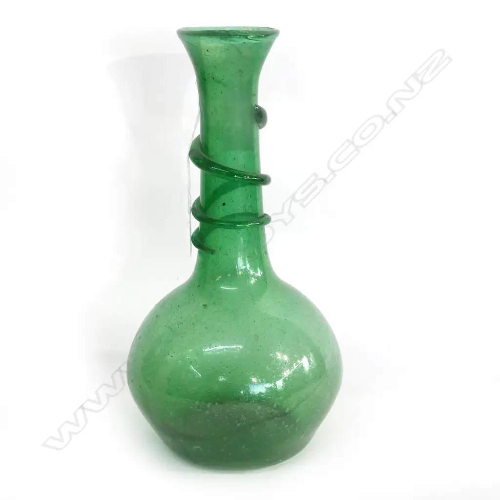 CLUTHA GLASS GREEN GLASS VASE H.340mm Image 1++