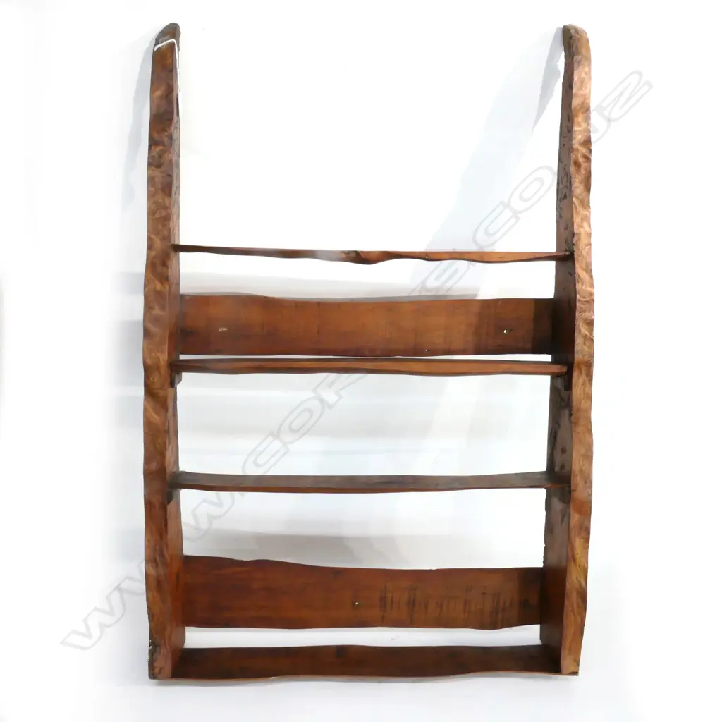 RUSTIC NATURAL BURR TIMBER WALL SHELF H.1100mm Image 1++