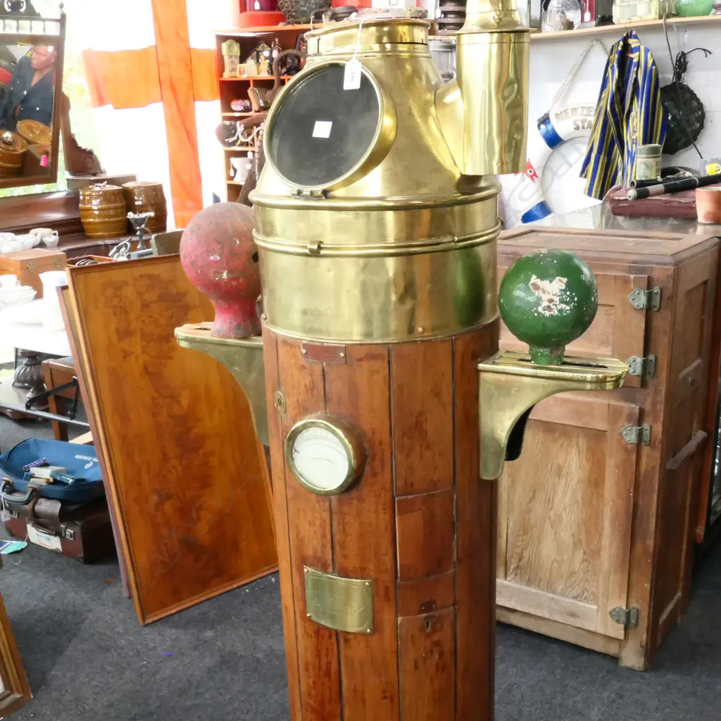 GOOD SHIPS BINNACLE COMPASS w HENRY BROWN & SON SESTREL COMPASS Image 1++