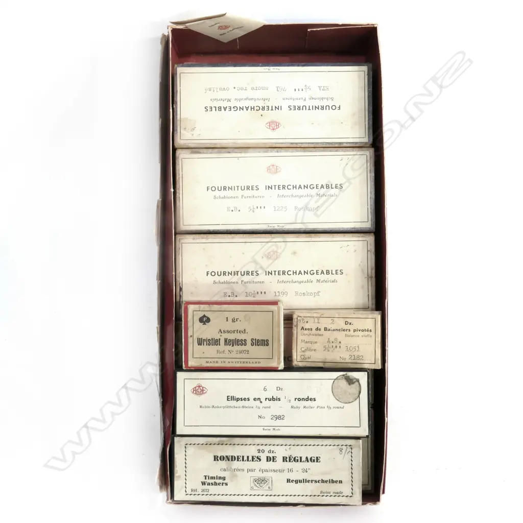MULTIPLE BOXES WATCHMAKER'S PARTS Image 1++