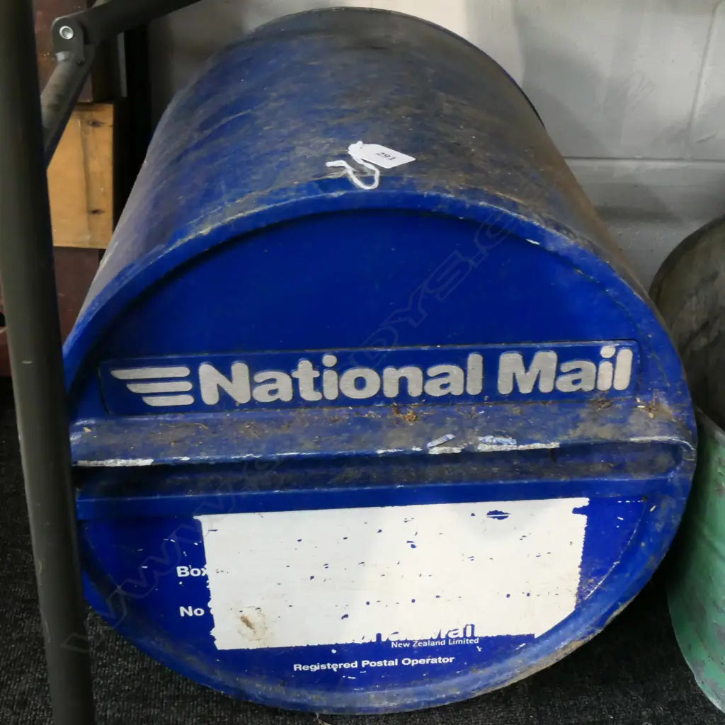 CAST ALUMINIUM DRUM 'NATIONAL MAIL' POST BOX. Dia.400mm Image 1++